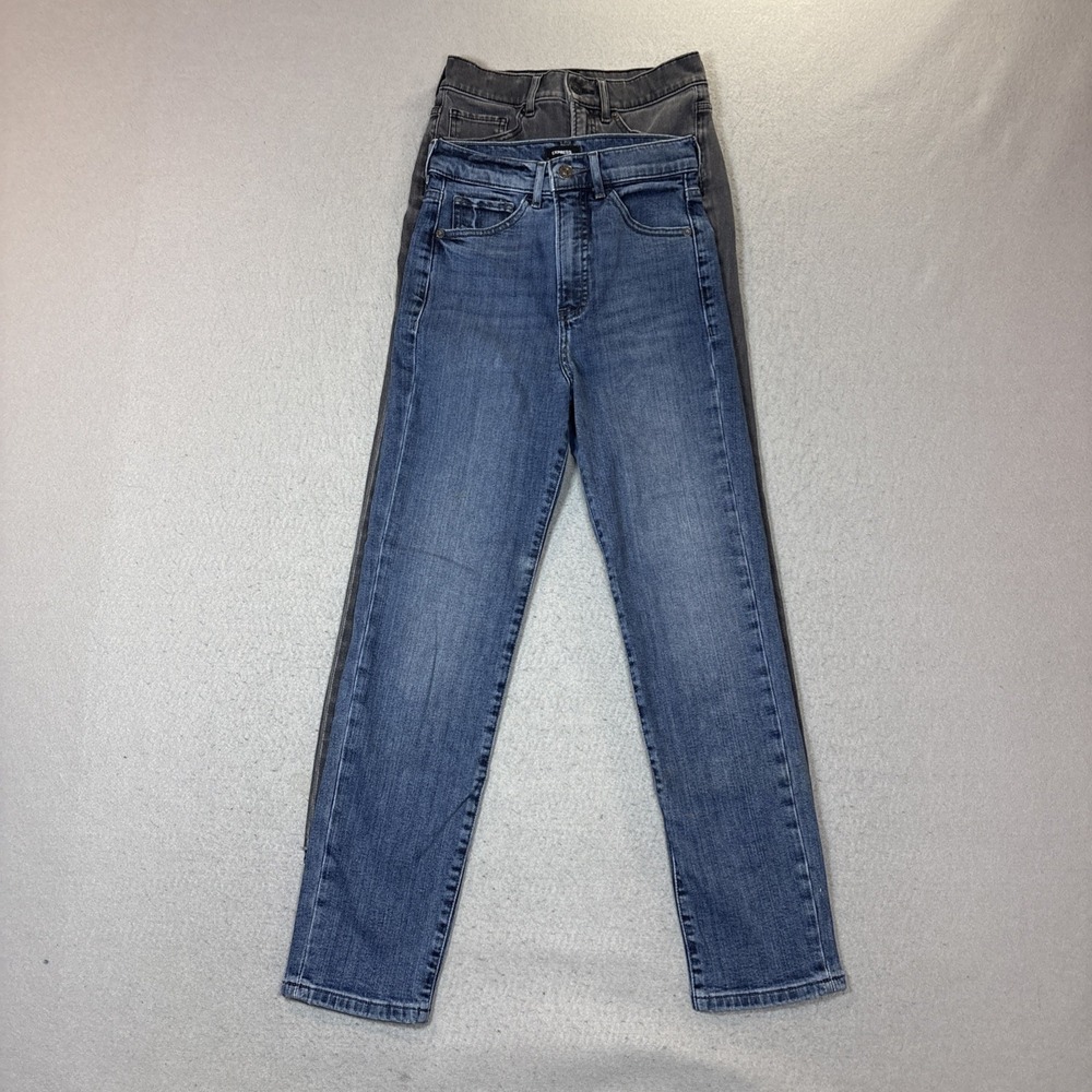 Express Slim Ankle Super High Rise Jeans Distressed Women Size 0 - Lot of 2